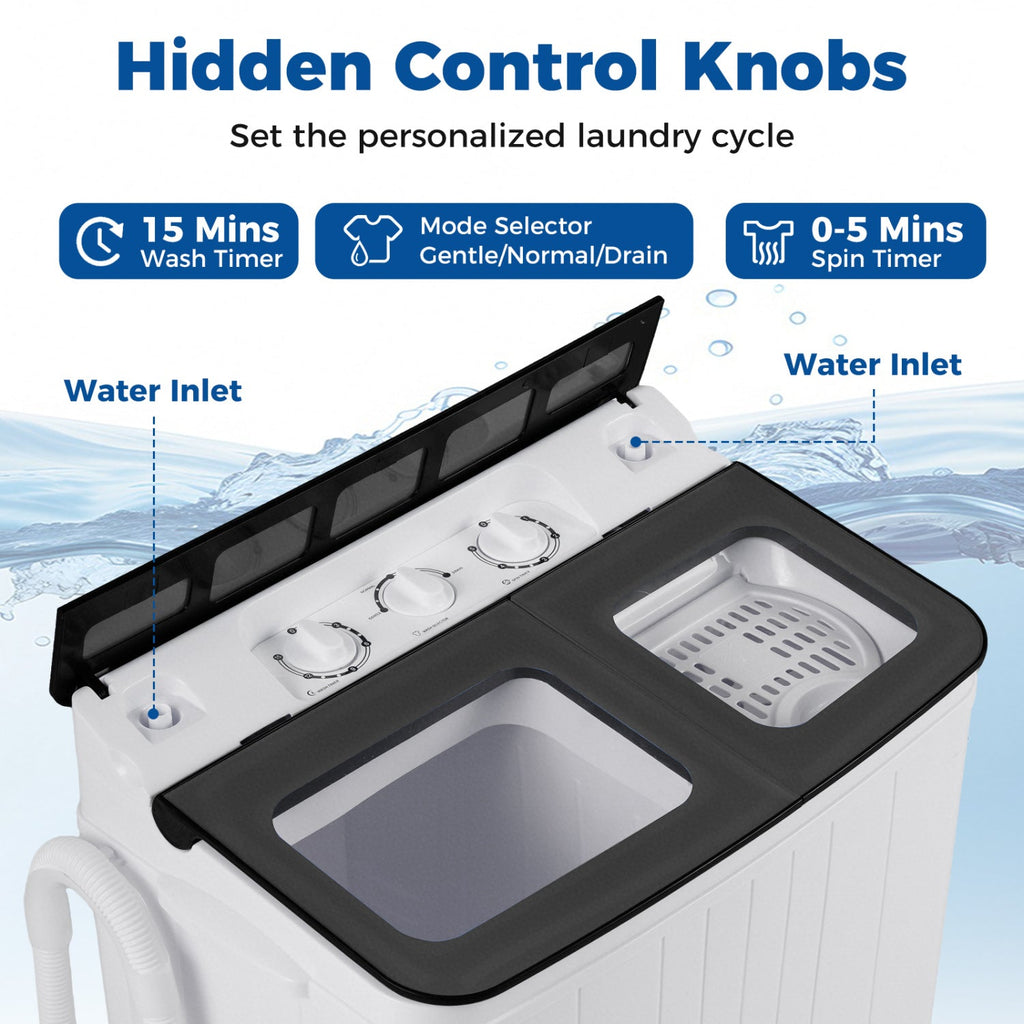 Portable Washing Machine 18 lbs Mini Laundry Machine with 11 LBS Washer