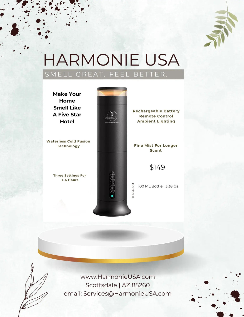 Premium Air Diffuser - Rechargeable Essential Oil | Harmonie