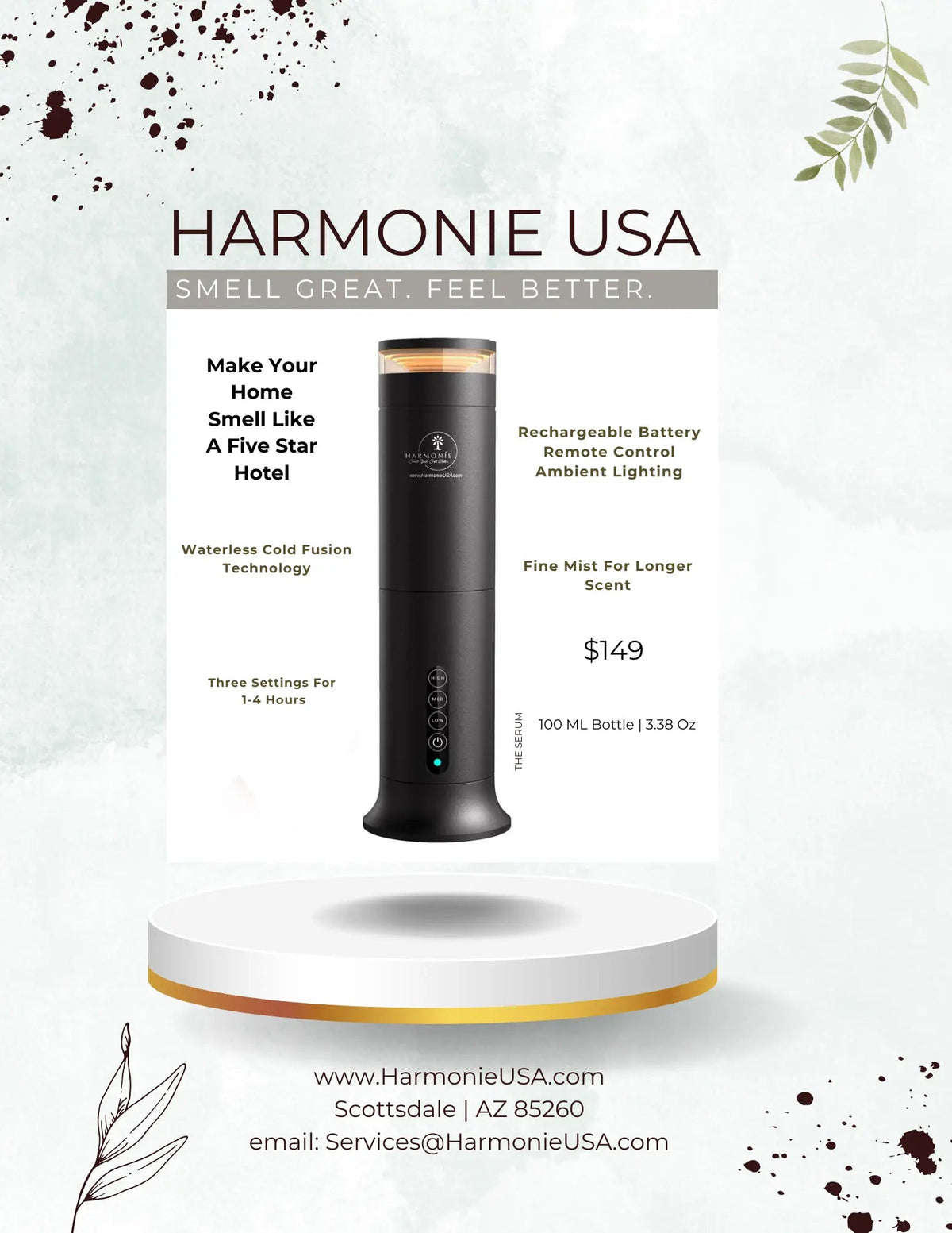 Premium Air Diffuser - Rechargeable Essential Oil | Harmonie