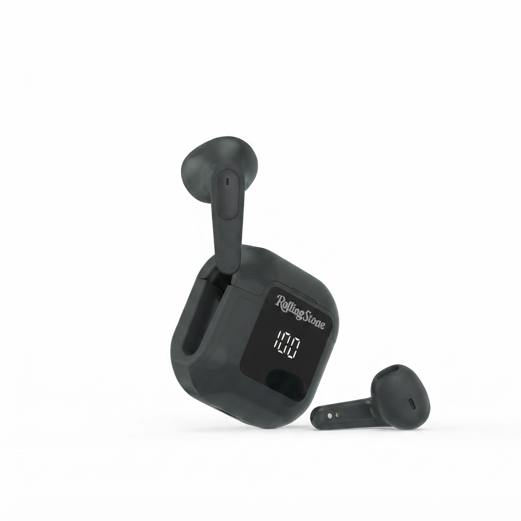 Rolling Stone Barracuda Pro True Wireless Earbuds – Bluetooth Earbuds with LED Case, Black
