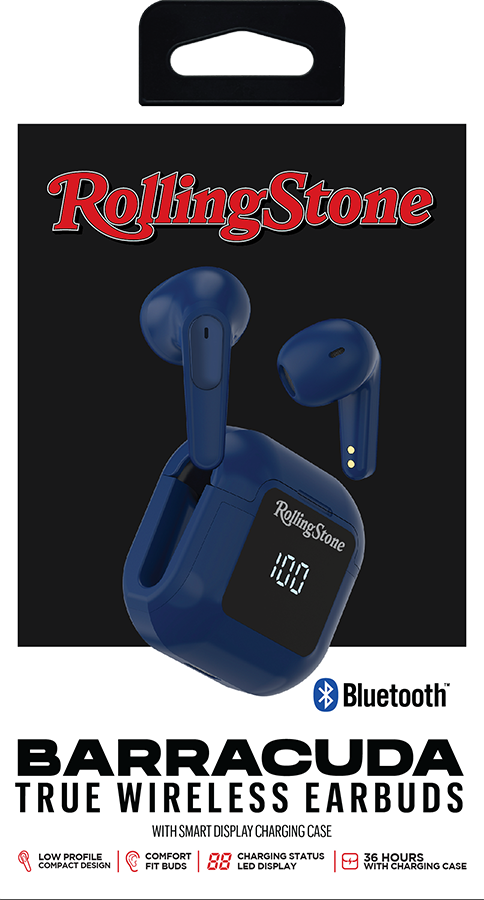 Rolling Stone Barracuda Pro True Wireless Earbuds – Bluetooth Earbuds with LED Case, Blue