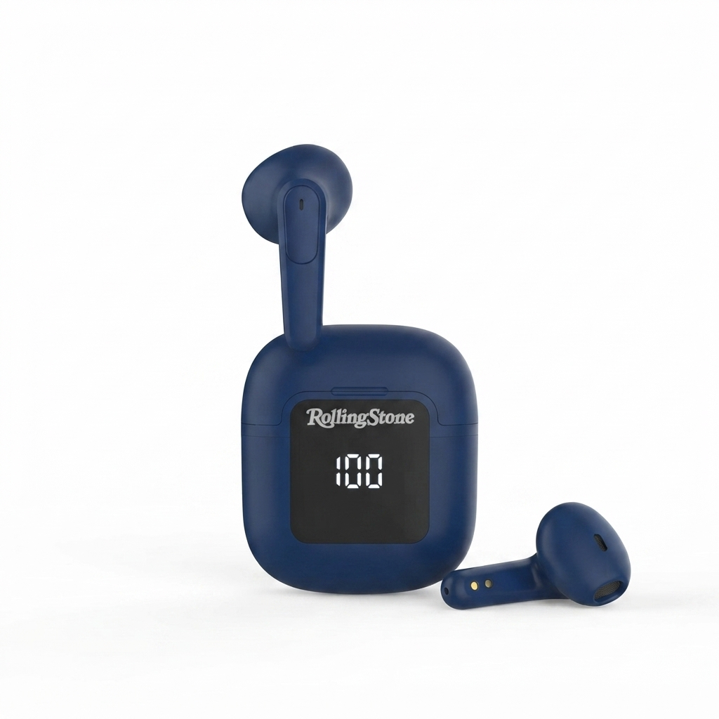 Rolling Stone Barracuda Pro True Wireless Earbuds – Bluetooth Earbuds with LED Case, Blue