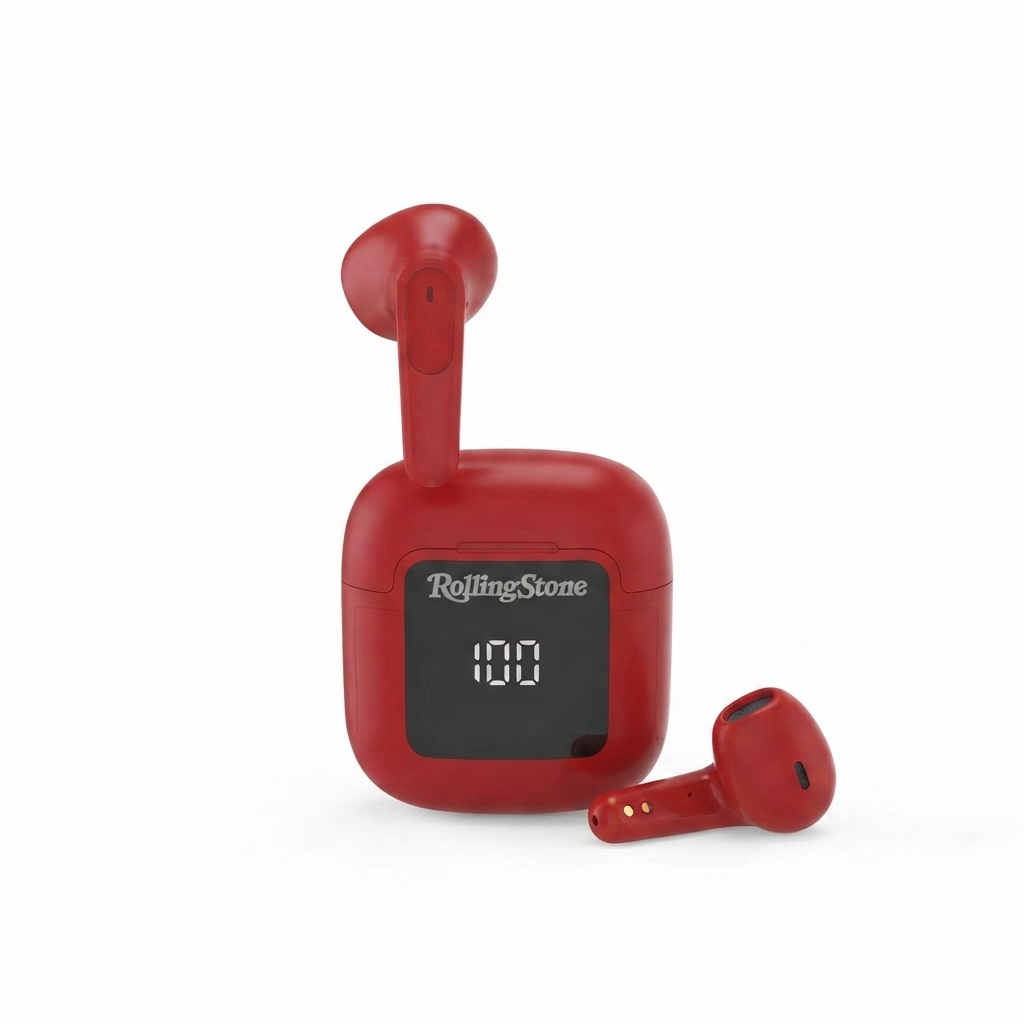 Rolling Stone Barracuda Pro True Wireless Earbuds – Bluetooth Earbuds with LED Case, Red