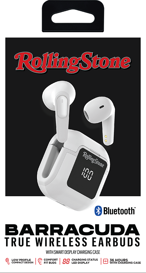 Rolling Stone Barracuda Pro True Wireless Earbuds – Bluetooth Earbuds with LED Case, White