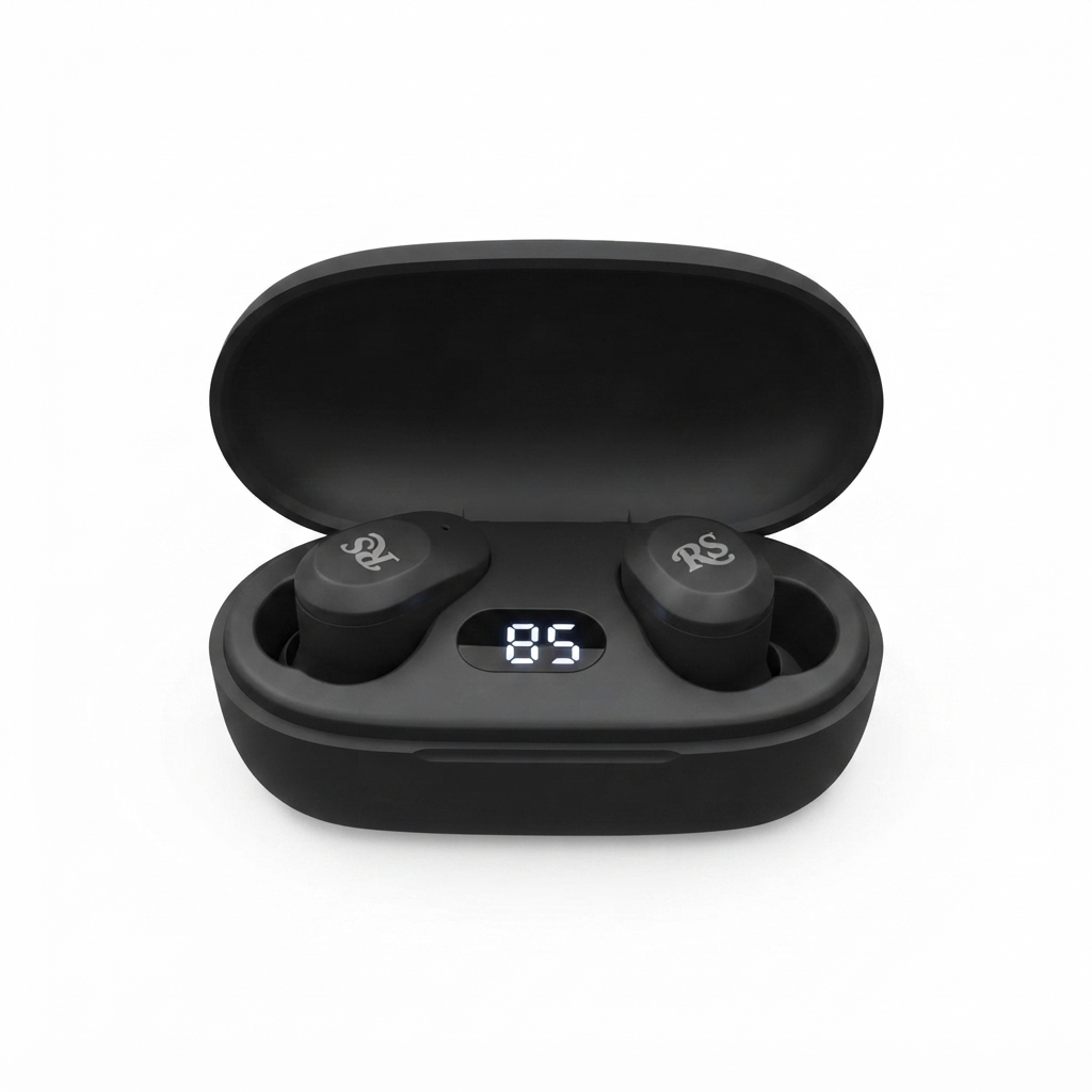 Rolling Stone Revolution True Wireless Button Earbuds – 36-Hour LED Display Charging Case