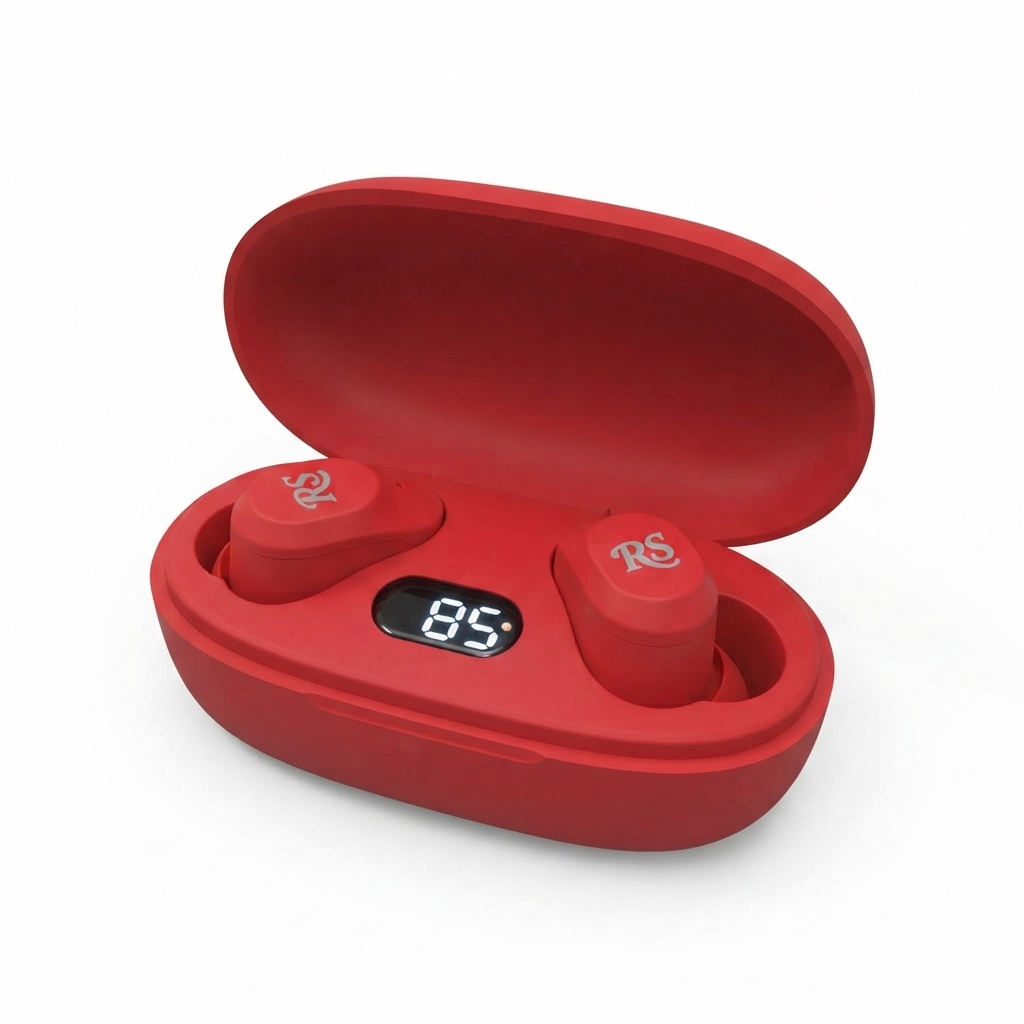 Rolling Stone Revolution True Wireless Button Earbuds – 36-Hour LED Display Charging Case
