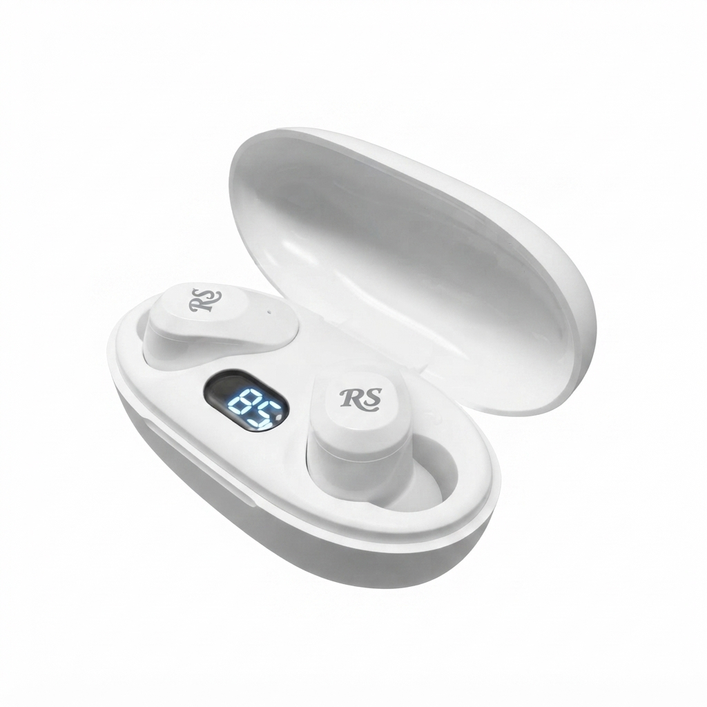 Rolling Stone Revolution True Wireless Button Earbuds – 36-Hour LED Display Charging Case
