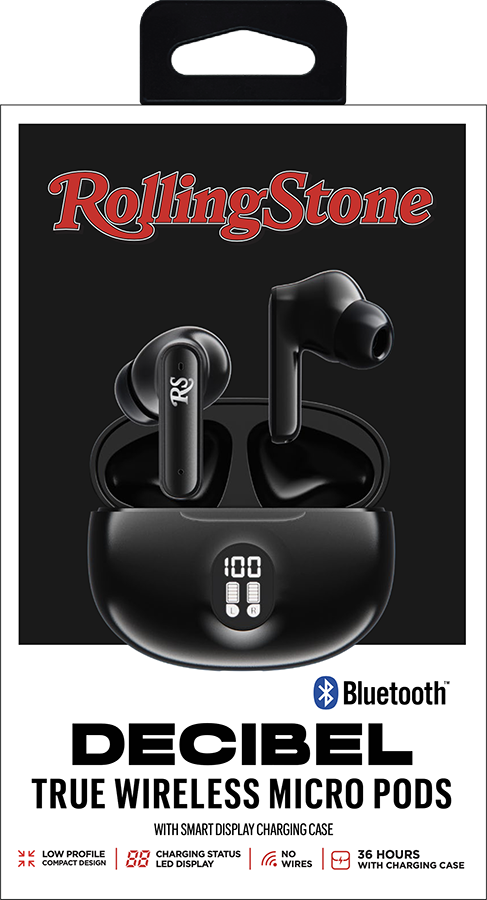 Rolling Stone Decibel Micro Pods – Compact True Wireless Bluetooth Earbuds with Charging Case
