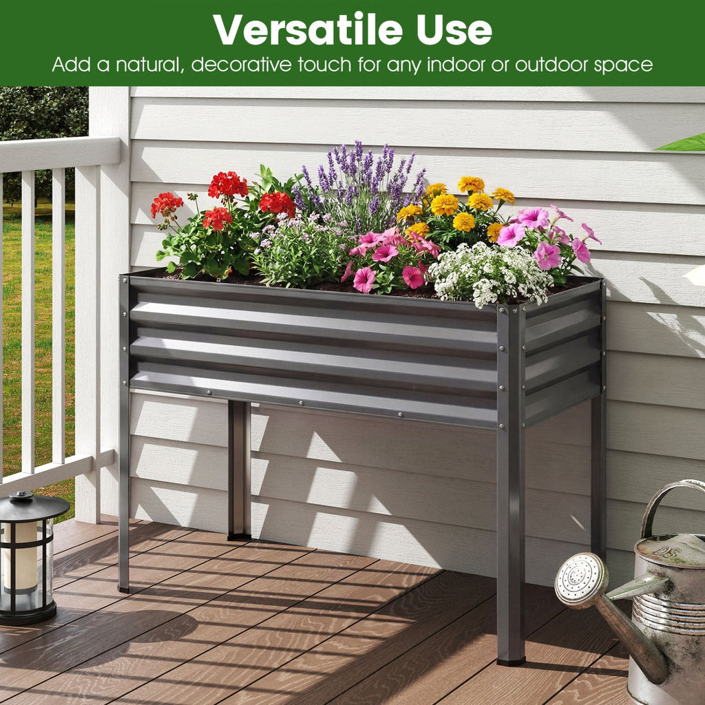 Raised Garden Bed with Legs Electro-Coating Metal Large Elevated Planter Box