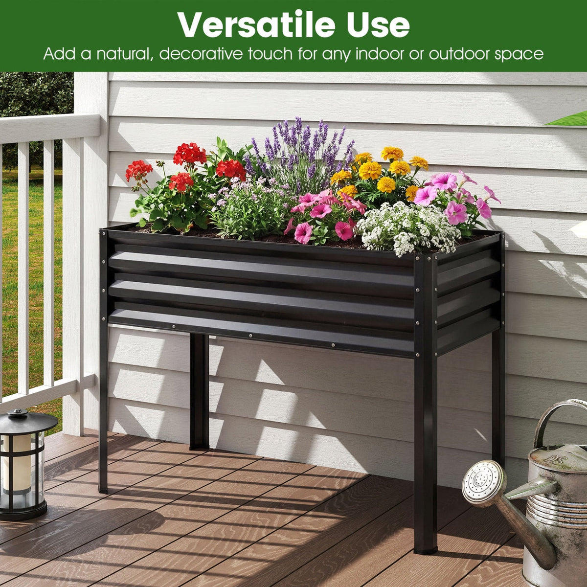 Raised Garden Bed with Legs Electro-Coating Metal Large Elevated Planter Box