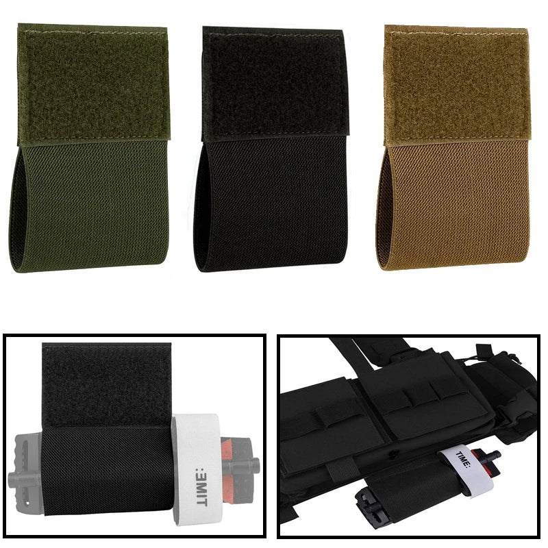 2pcs Elastic Tourniquet Holder with Hook & Loop | Tactical EDC Pouch for Vest, Belt, and Bag
