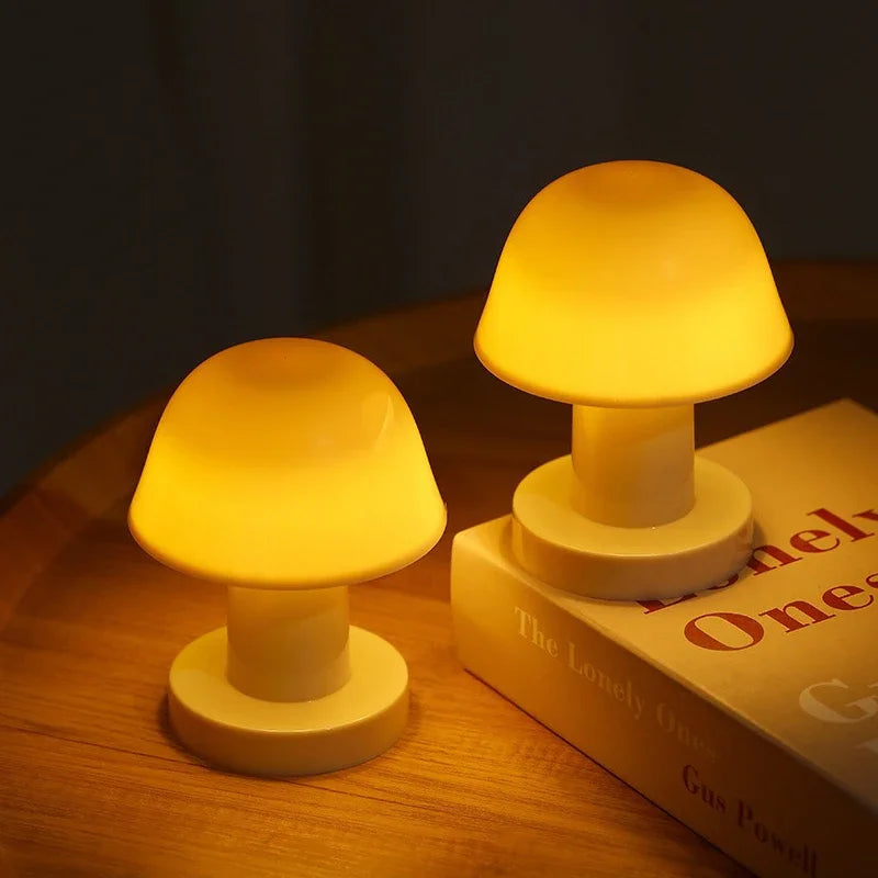 Mini Mushroom LED Night Light | Battery Powered Portable Desk Lamp for Bedroom Decor