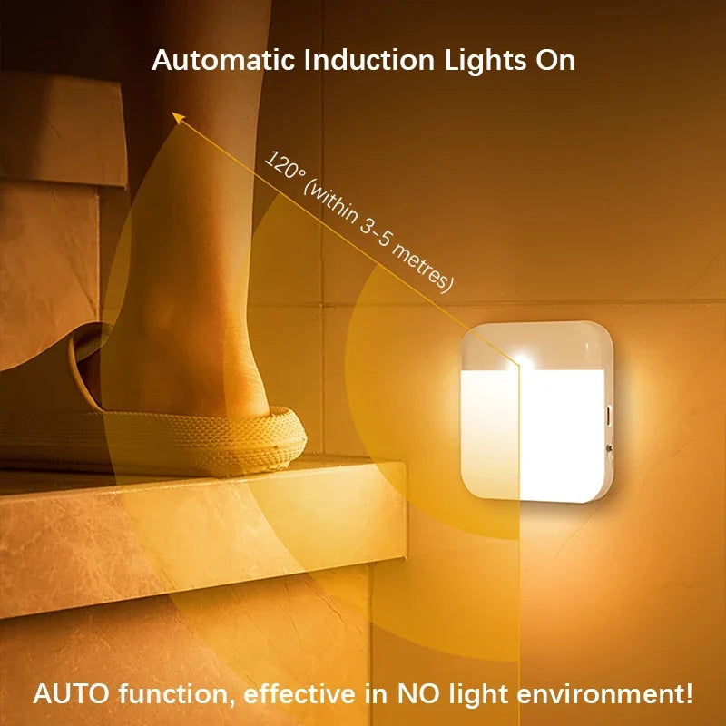 PIR Motion Sensor Night Light | USB Rechargeable LED Lamp