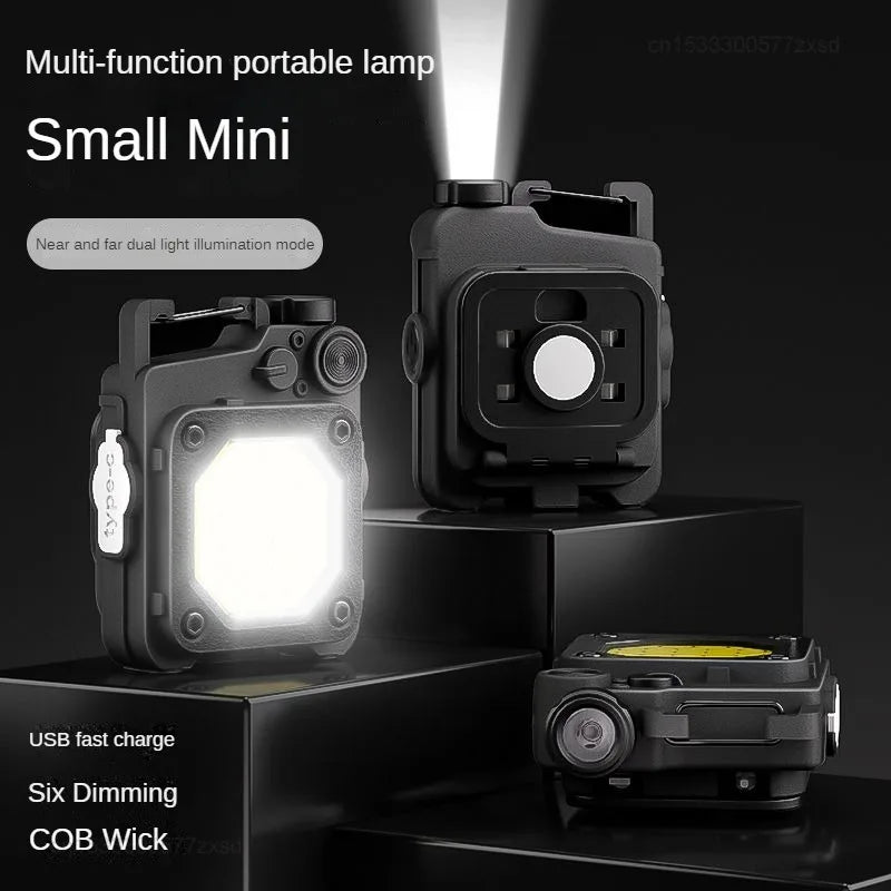 SMILING SHARK Flashlight Magnetic Clothe Clip Running Light | Outdoor Strong LED Camping Lantern with Power Indicator