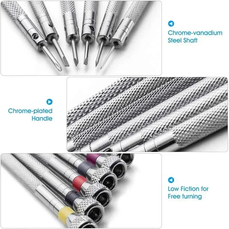 0.8-1.6mm Steel Screwdriver Set for Watch Repair | Portable Watch Band Removal Tool with Mini Link Pins