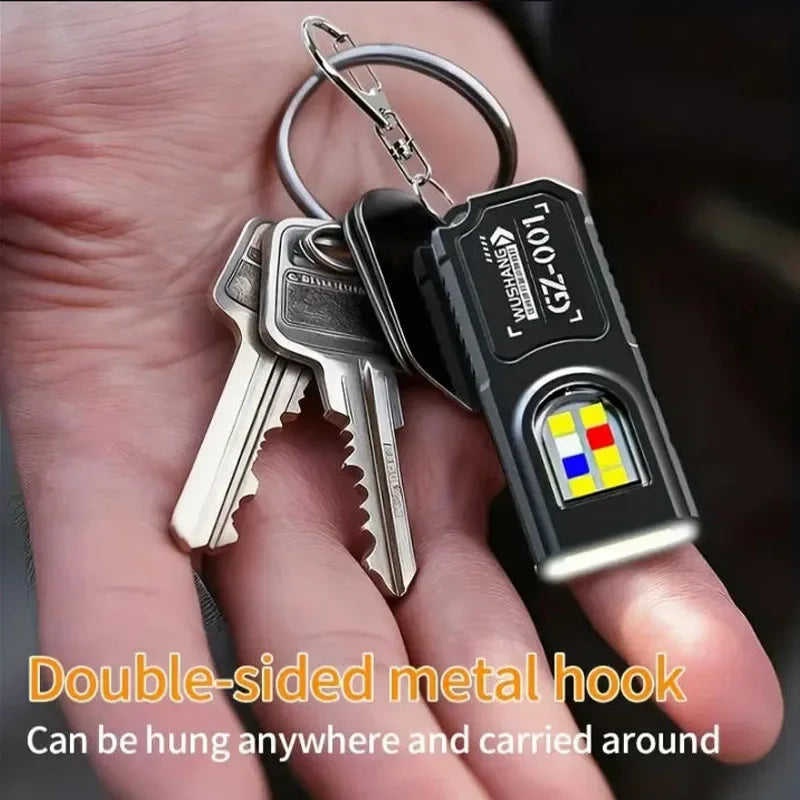 USB Rechargeable Magnetic Keychain Flashlight | 5 Light Modes Hands-Free LED Headlamp