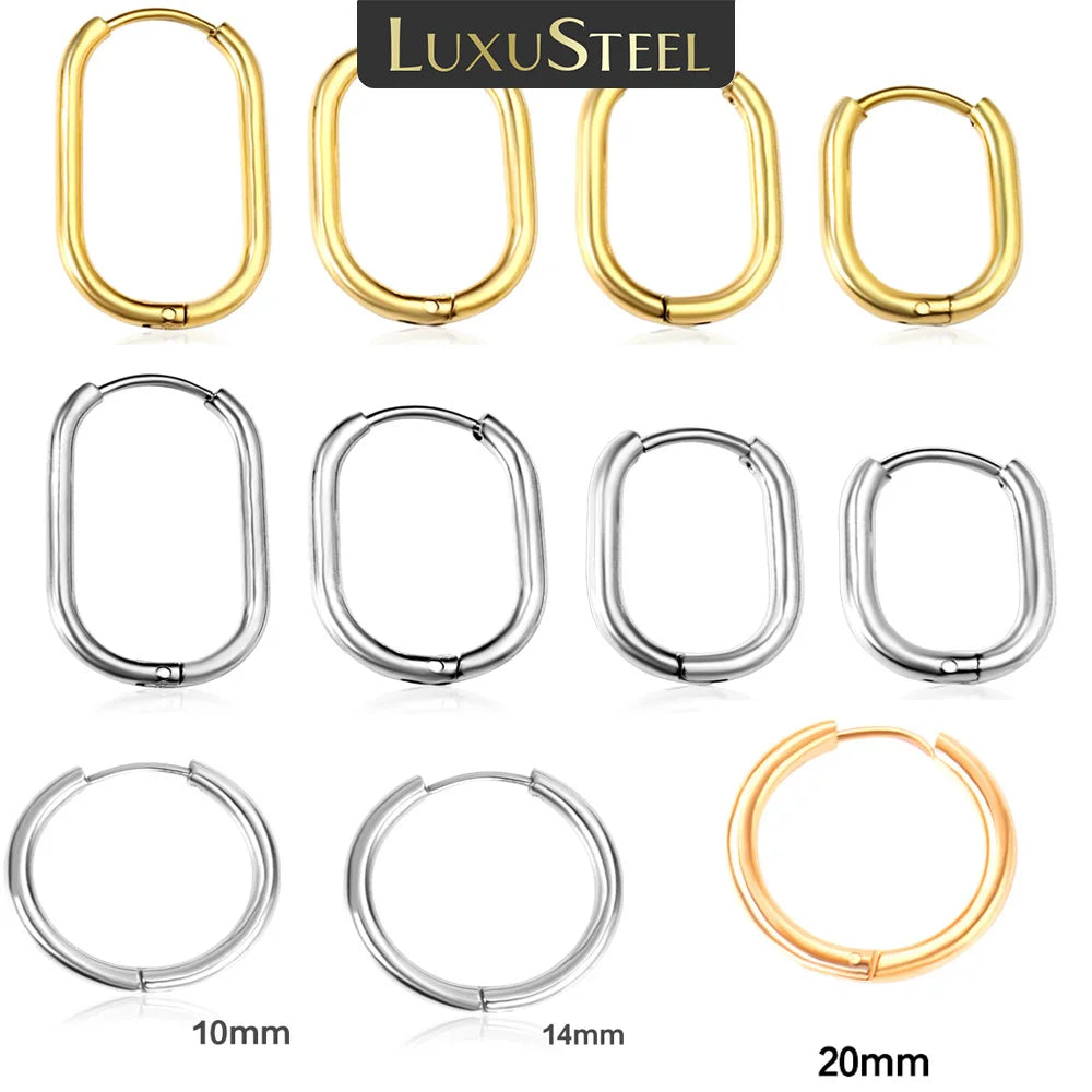 Stainless Steel Hoop Earrings for Women | Hypoallergenic Round Hinged Hoops - 12/14/16mm