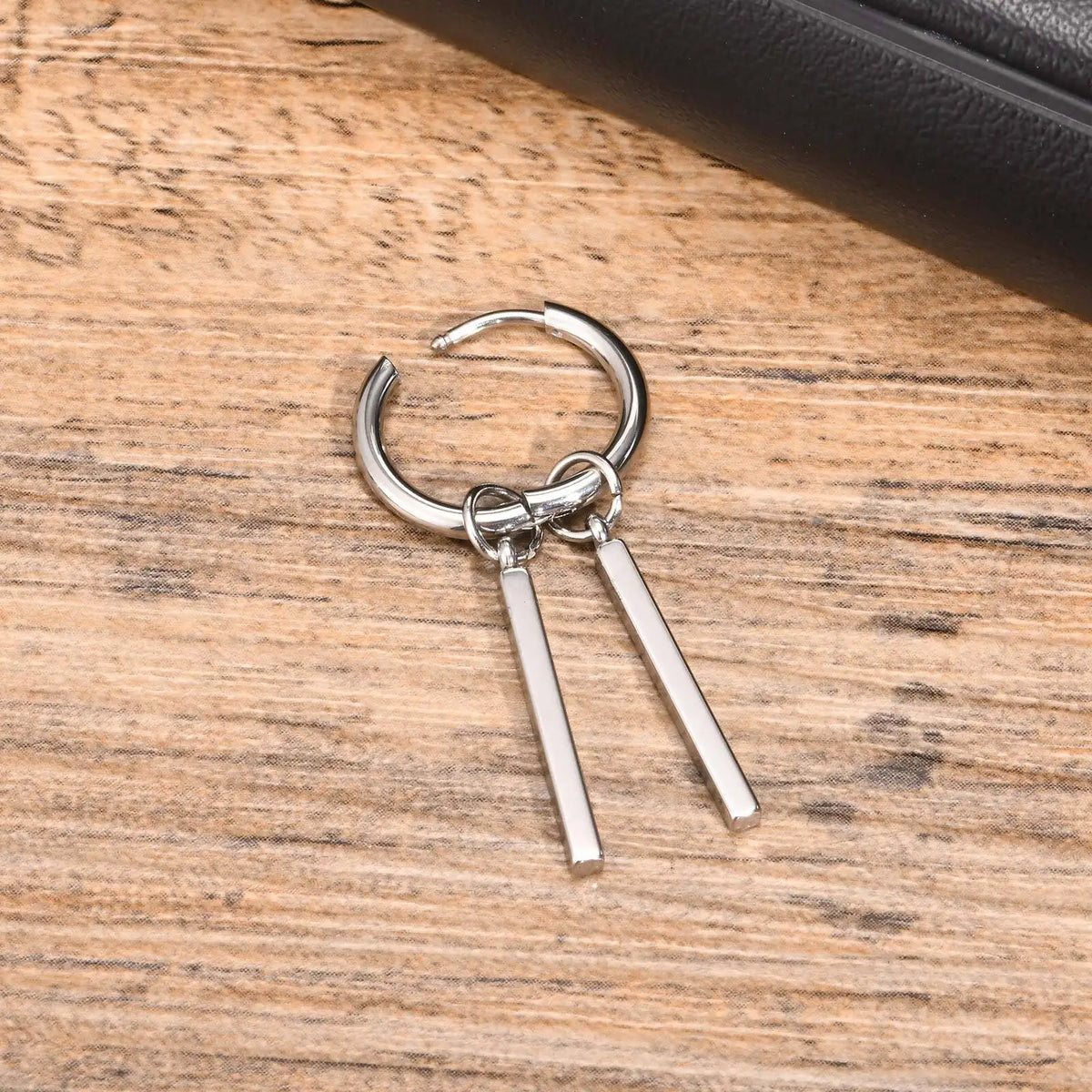 Vnox Punk Rock Geometric Bar Dangle Earrings | Stainless Steel Hoops for Men