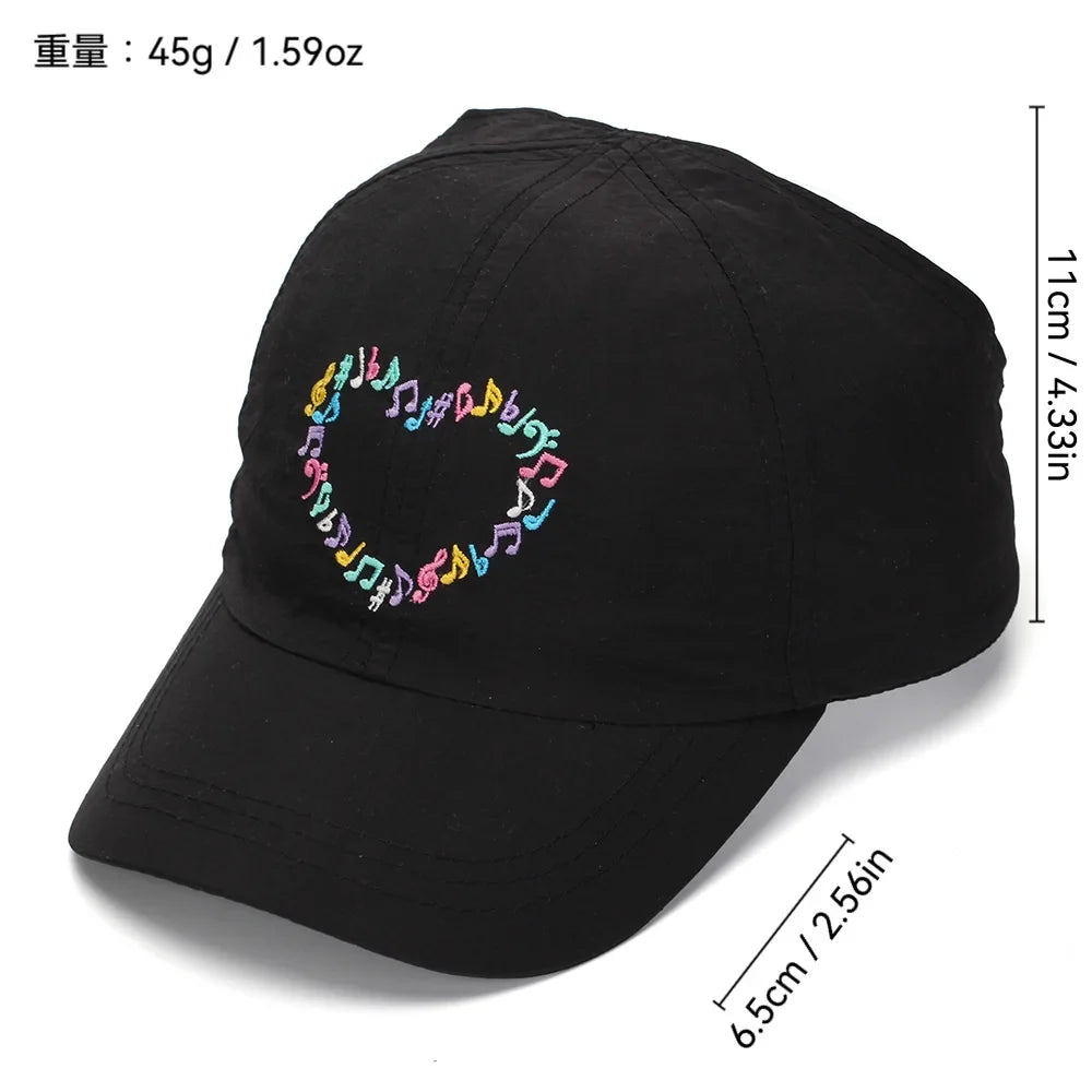 Embroidery Heart Children Baseball Cap for Girls | Ponytail Friendly Sun Hat