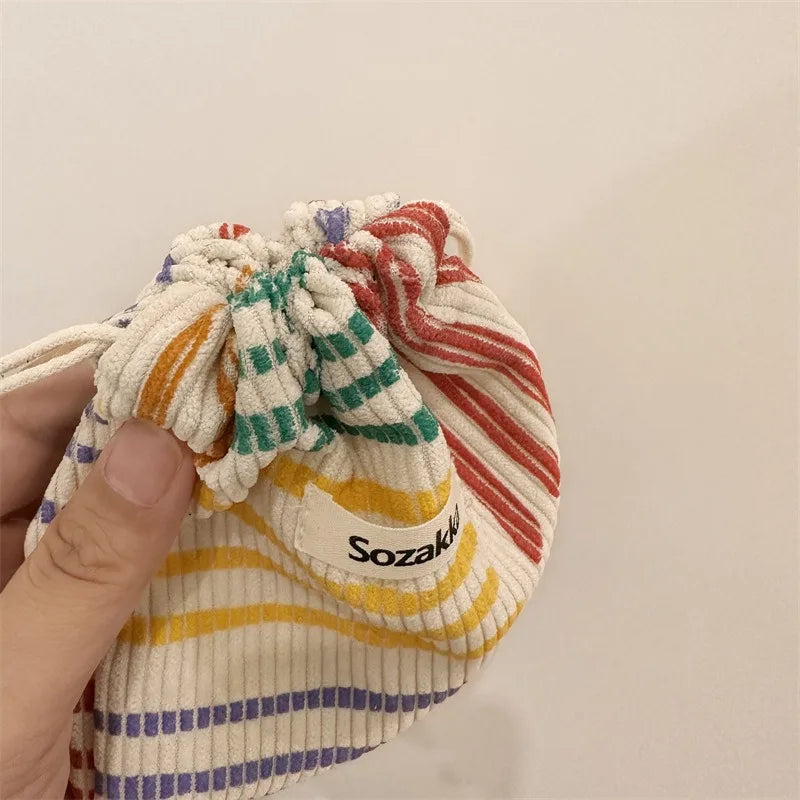 Corduroy Drawstring Pouch | Versatile Storage Bag for Jewelry, Cosmetics, and Small Essentials