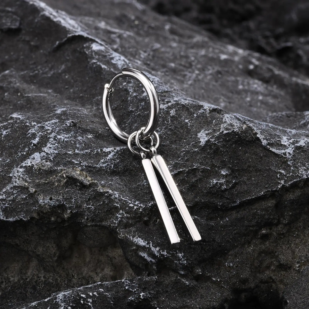 Vnox Punk Rock Geometric Bar Dangle Earrings | Stainless Steel Hoops for Men