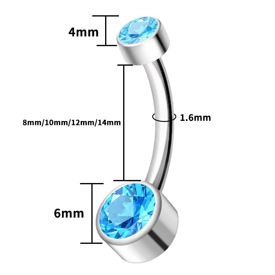 ASTM F136 Titanium Internally Threaded Navel Rings 10mm 12mm with round CZ Belly Button Rings Belly For Women Piercing Jewelry