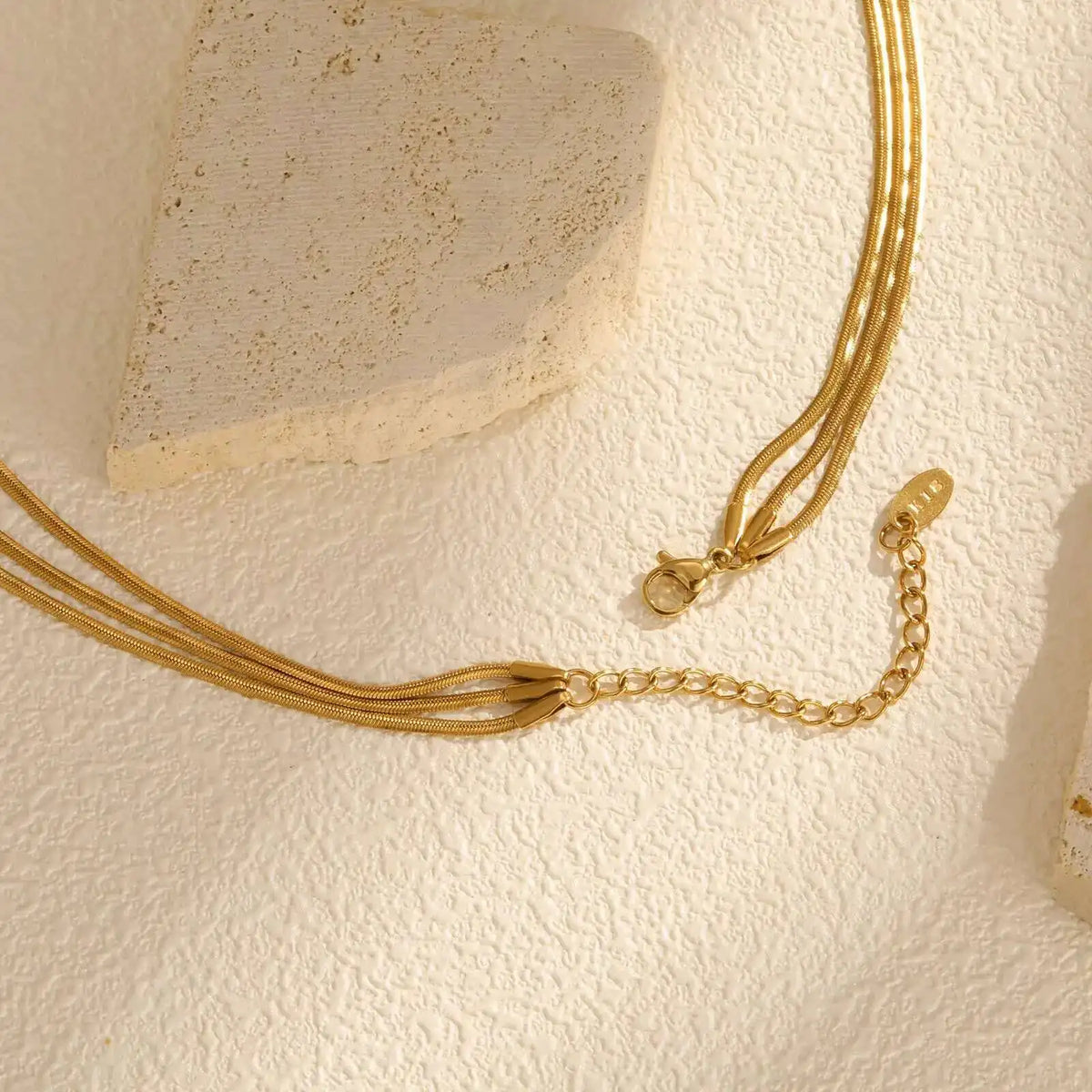 Waterproof Layering Necklaces for Women,stainless Steel Triple Stacked Snake Clavicle Chain Choker Necklaces