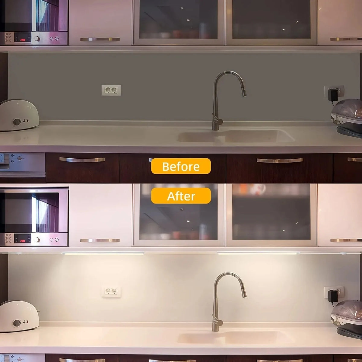 LED Light Under Cabinet Lights | USB Dimmable 3 Color Magnetic Strip