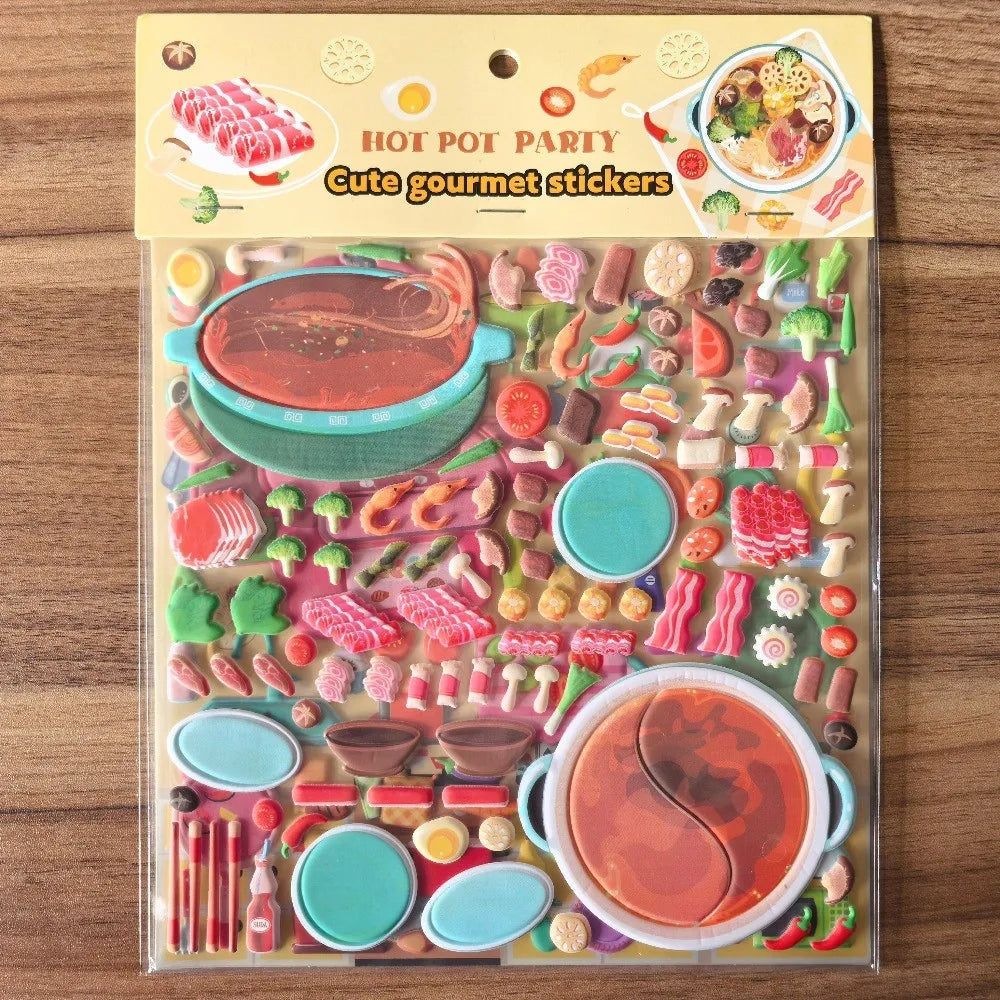 9 Styles Cute Double Layer 3D Foam Stickers | Alphabet, Cars, Food Cartoon for DIY Notebook, Journal & Phone Case Decoration