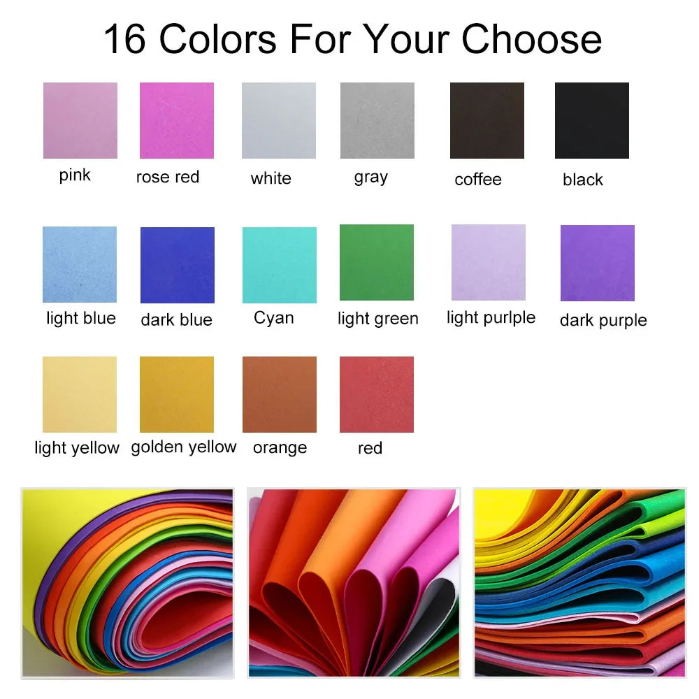 16 Colors EVA Foam Sheets 50x90cm | Colorful Craft Foam for Cosplay and DIY