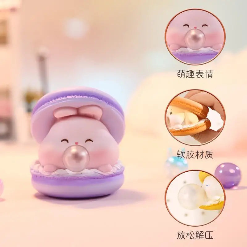 2Pcs Macaron Burger Bubble Blower Stress Relief Toys | Creative Cartoon Pinch Office Ornaments Decompression Gifts for Children