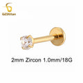 Titanium Labret Stud with Zircon Gem | Internally Threaded Body Jewelry