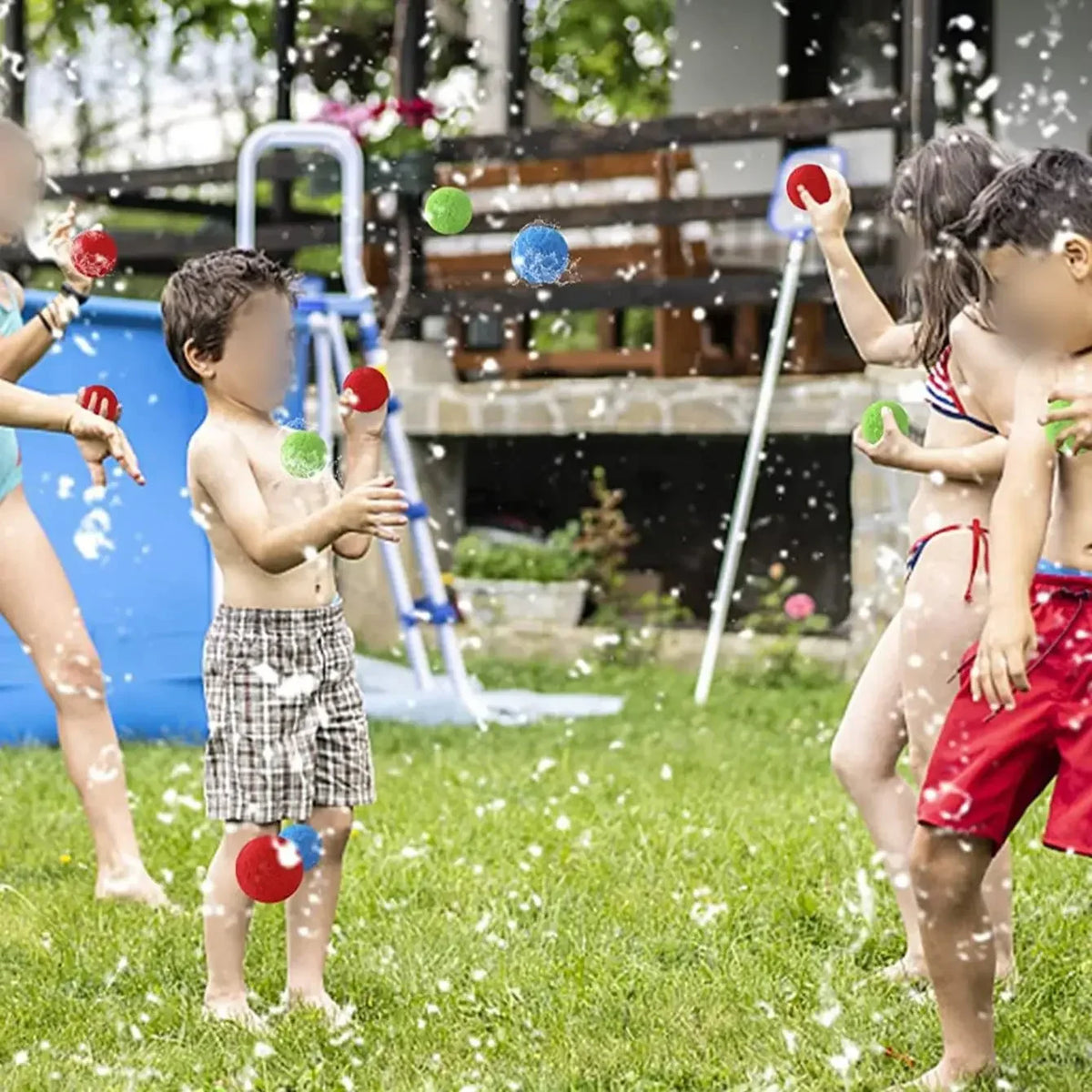 15pcs Reusable Sponge Water Balls | Colorful Splash Balloons for Pool and Summer Fun