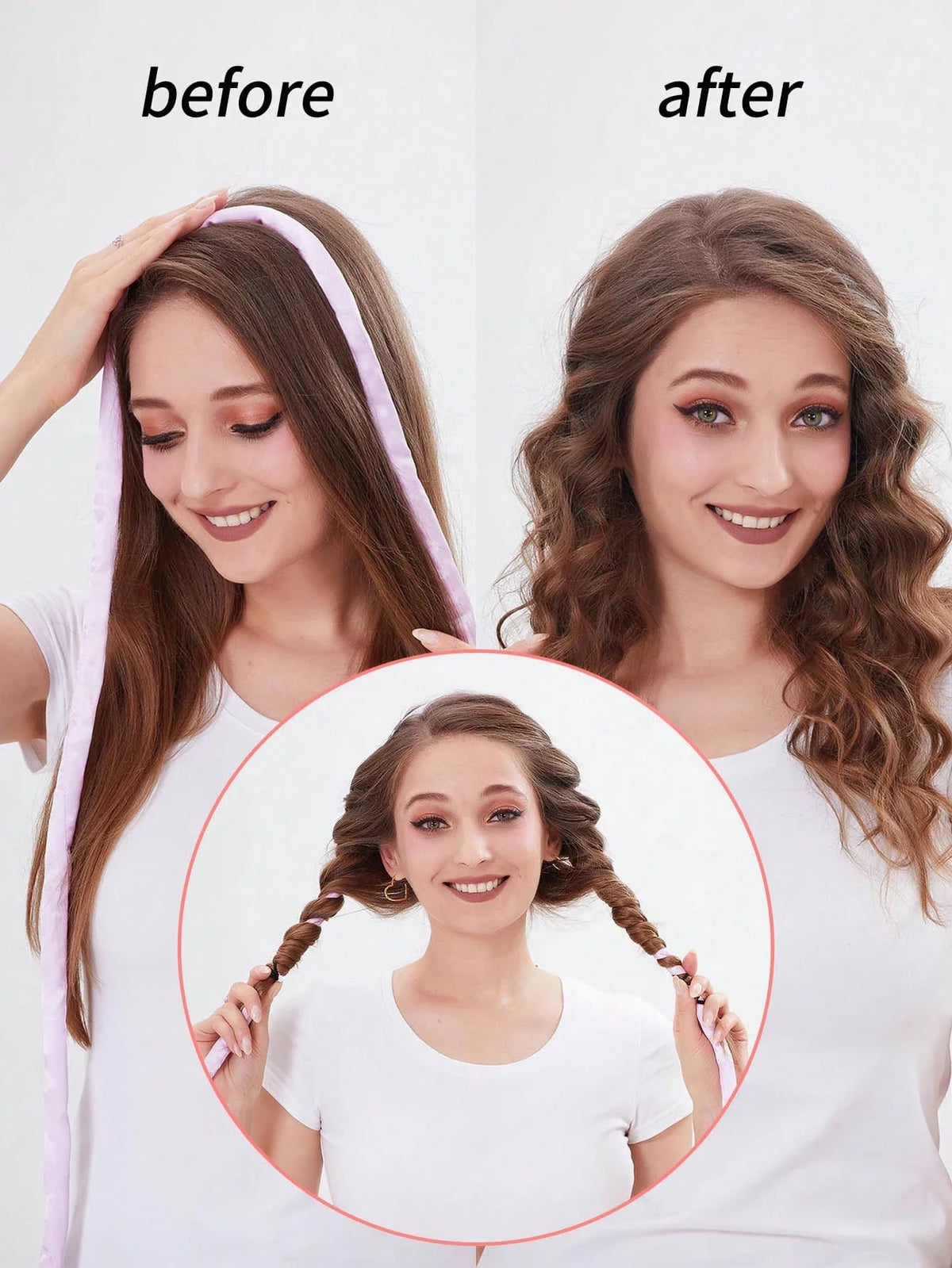 1.6-Meter Extended Lazy Curling Iron With Fine Waves No Heat Or Damage To Hair Sponge Hair Loop Hair Clip Set Sleep Curling Tool