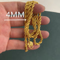 Andara 925 Sterling Silver 18K Gold Plated 4MM Twisted Rope Necklace | Unisex Fashion Chain