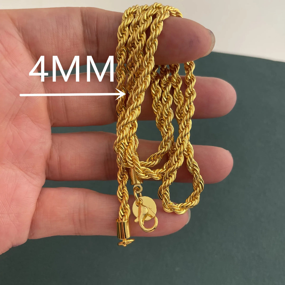 Andara 925 Sterling Silver 18K Gold Plated 4MM Twisted Rope Necklace | Unisex Fashion Chain