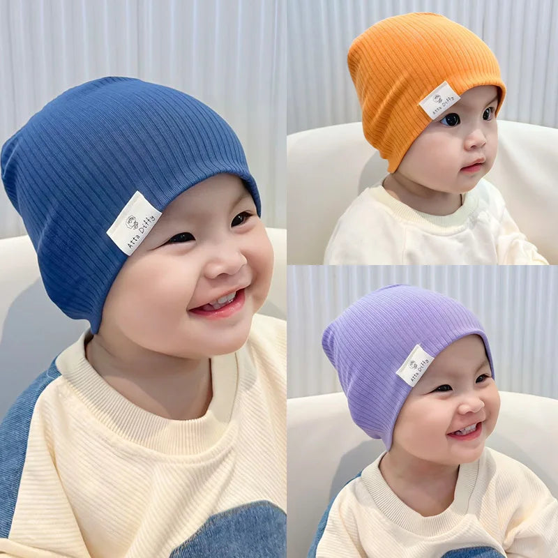Soft Knit Baby Beanie | Breathable Cotton Candy Color Hat for Toddlers