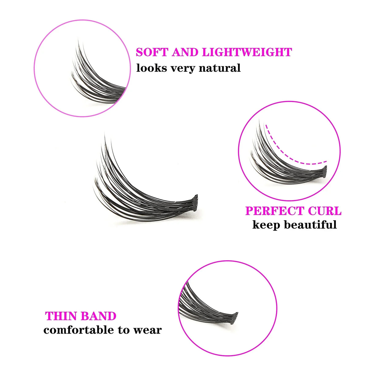 280pcs 40D Clusters False Eyelashes DIY Volume Individual Wispy Fluffy Lash Extensions for Makeup
