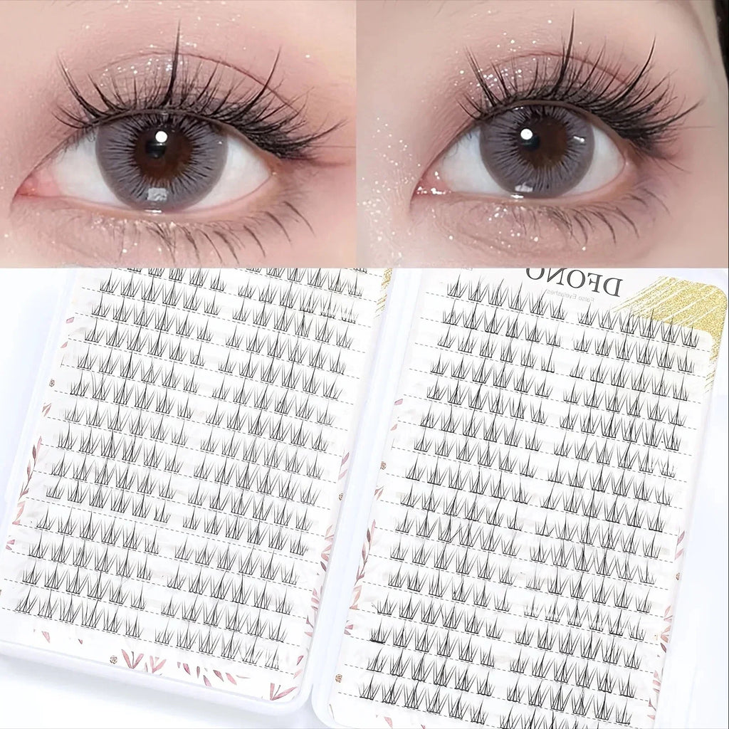 384 Sunflower DIY Eyelash Extension Kit - Large Capacity, Natural C-Shape Cluster 9-11mm, Lightweight Cartoon Style