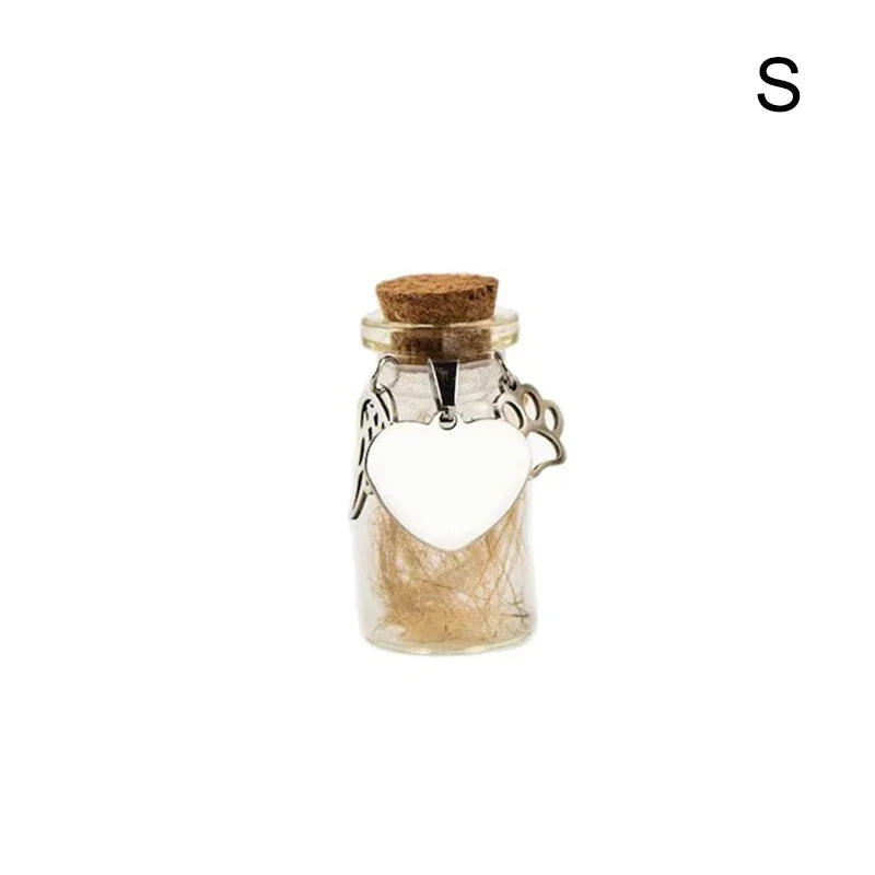 Pet Memorial Bottle for Pet Hair | Glass Keepsake Urn with Silver Accessories