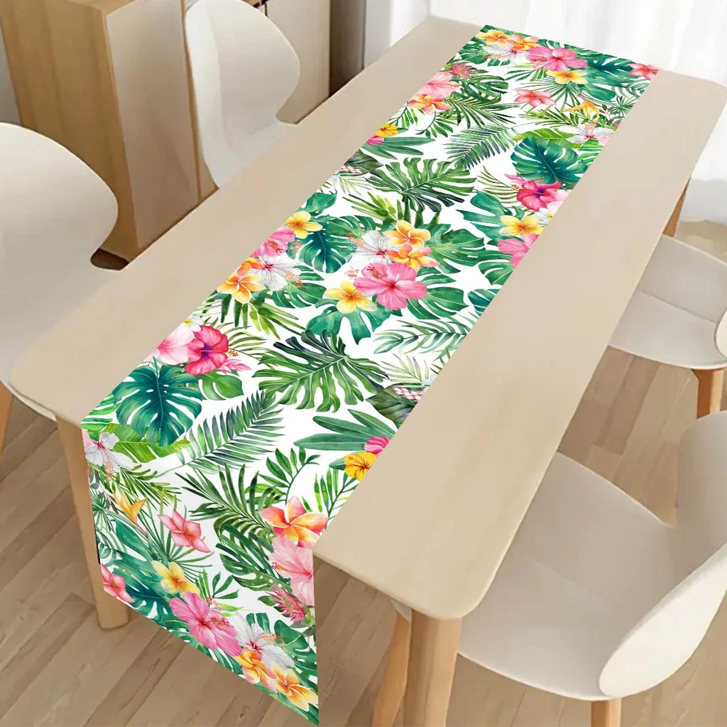 Tropical Hawaiian Party Tablecloth and Candy Bags Set | Flamingo Summer Decor