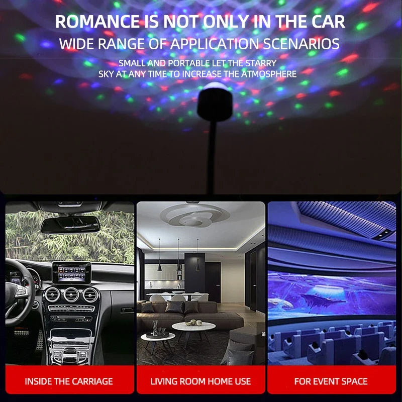 Car Roof Star Night Light | LED Interior Atmosphere Ambient Projector with Music Control