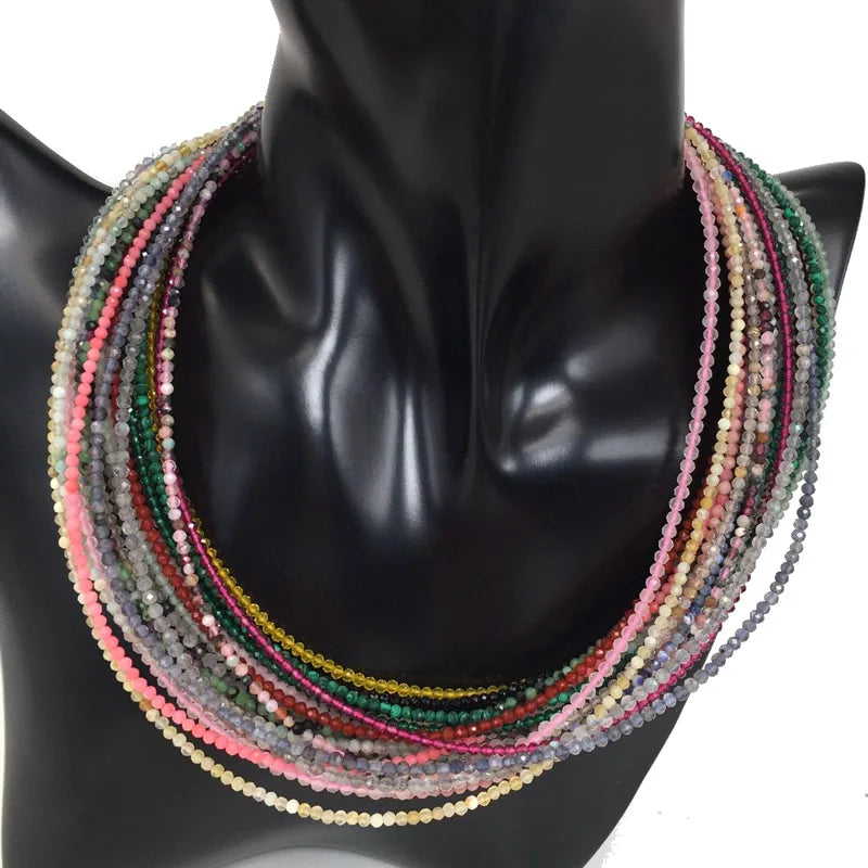 Faceted Gemstone Beaded Necklace and Bracelet Set | Natural Crystal Choker Jewelry for Men and Women