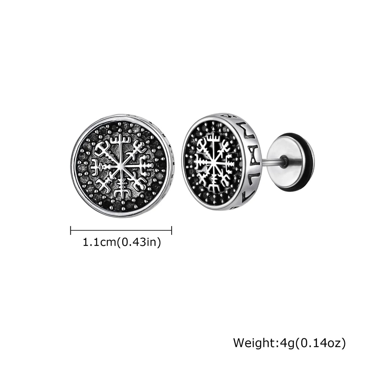 Vintage Men's Compass Stud Earrings | Stainless Steel Eight-Pointed Star Fashion Jewelry