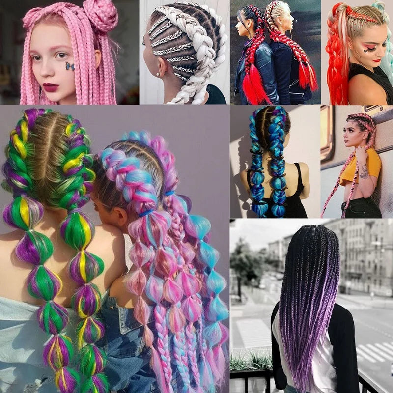 24-Inch Yaki Braids Ombre Jumbo Braiding Hair | Green Synthetic Hair Extensions for DIY Styles