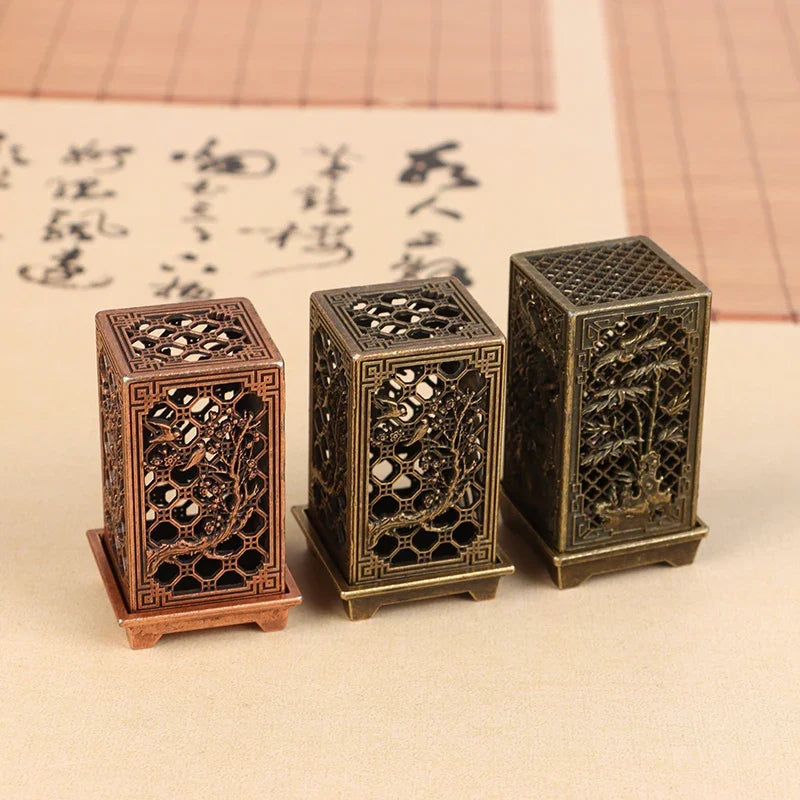 Square Vertical Incense Burner | Small Xiangyun Alloy Holder for Indoor Aromatherapy