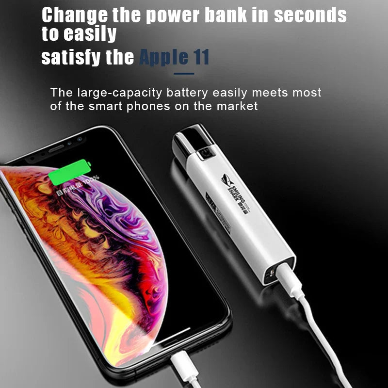 USB Rechargeable LED Flashlight 2 in 1 | Super Bright Mini Torch with Power Bank