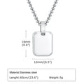 A-Z 26 Letters Stainless Steel Initials Necklace | Waterproof Square Pendant for Men