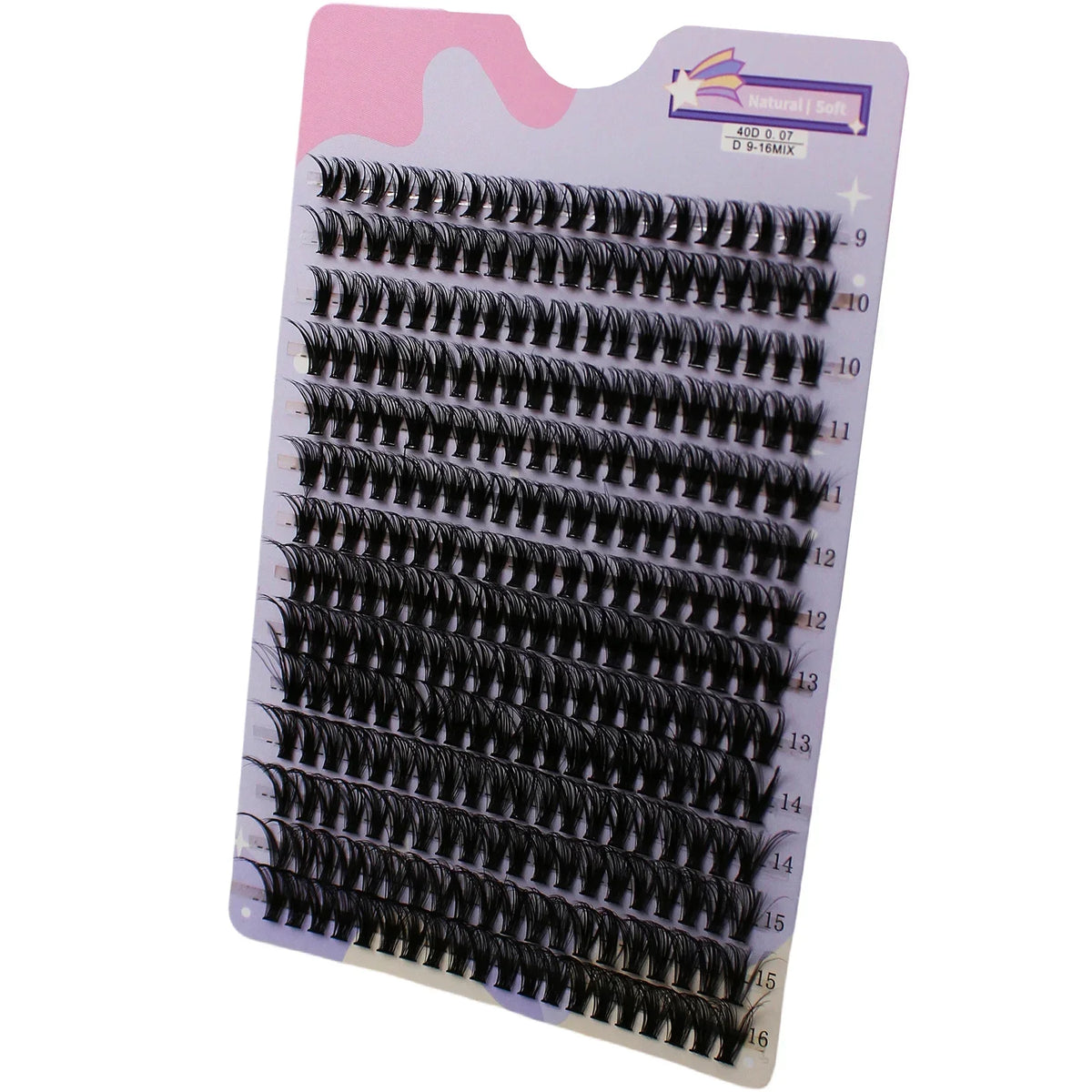 14 Rows 280 Clusters 40D Mix 9-16mm Cluster Lashes Extension | Natural Thick Strip Lashes