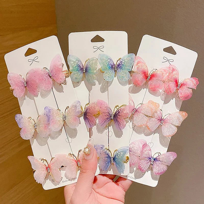 Random Colorful Butterfly Hairpins Girl Hair Clips Barrettes Women Sweet Hair Ornament Rainbow Headwear Fashion Hair Accessories